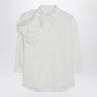 Douuod Striped Shirt Lime/white In Cotton In Green