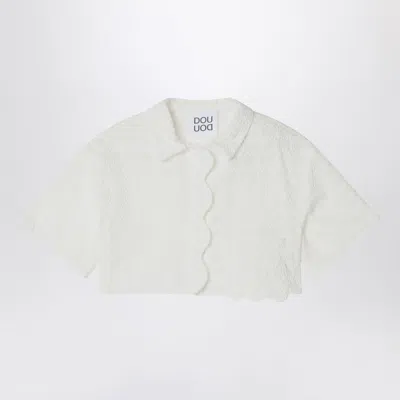 Douuod White Cropped Shirt In Cotton