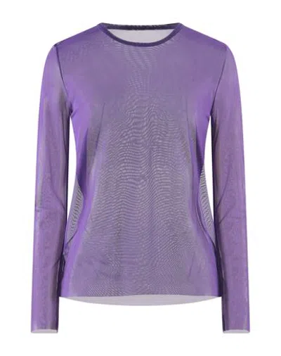 Douuod Woman T-shirt Dark Purple Size 2 Polyamide, Elastane