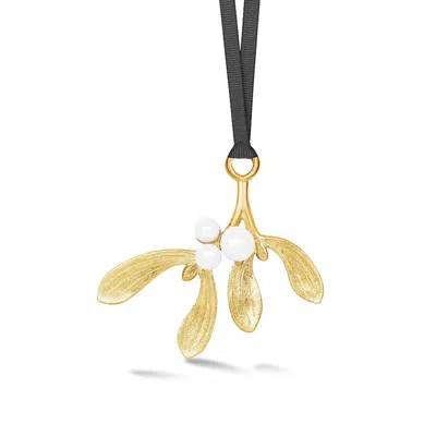 Dower & Hall Gold Mistletoe Christmas Decoration - Gilded Pewter