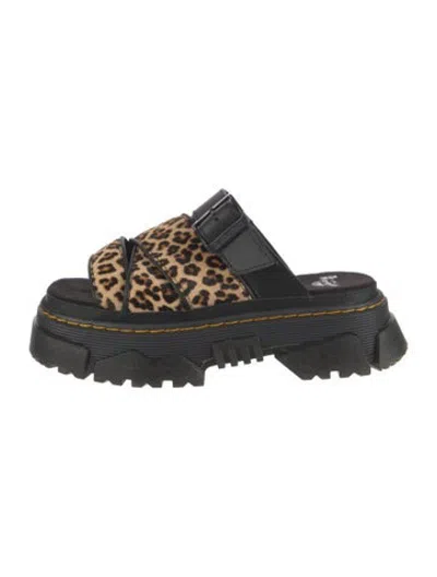 Pre-owned Dr. Martens Leather Animal Print Slides In Multicolor