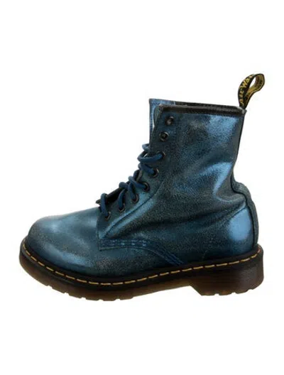 Pre-owned Dr. Martens Leather Combat Boots In Blue