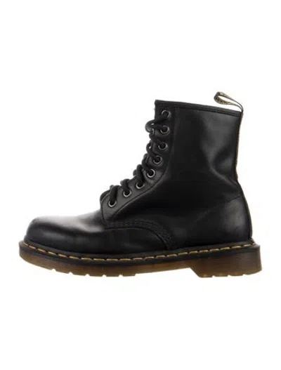 Pre-owned Dr. Martens Leather Whipstitch Trim Combat Boots In Black