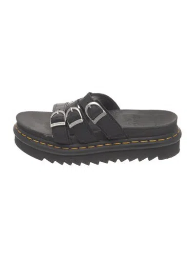 Pre-owned Dr. Martens Leather Whipstitch Trim Slides In Black