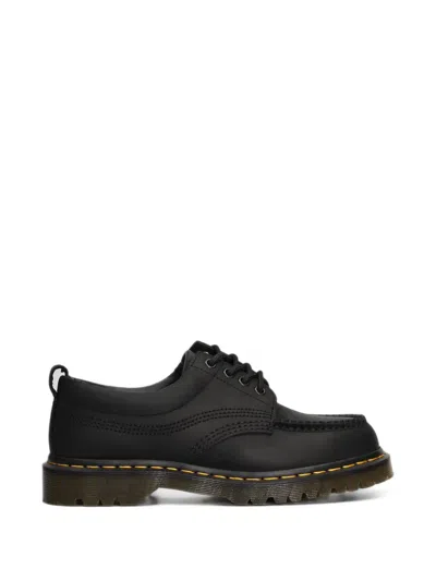 Dr. Martens Lowell 4 Eye Crazy Horse Leather Lace-up Loafers In Black