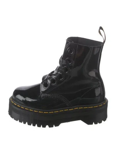 Pre-owned Dr. Martens Patent Leather Lace-up Boots In Black