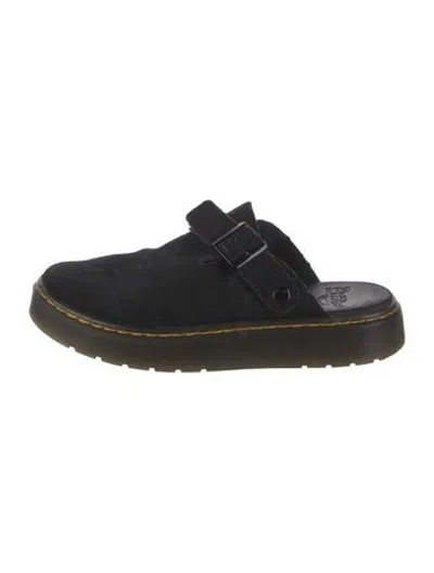Pre-owned Dr. Martens Suede Mules In Black