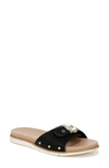 Dr. Scholl's Nice Iconic Slide Sandal In Black Faux Leather