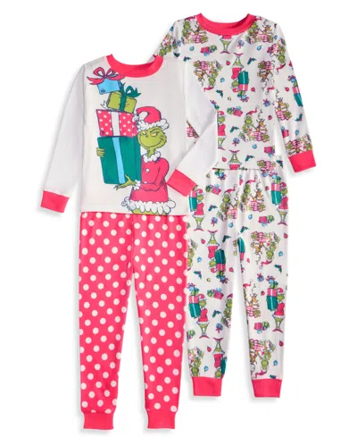 Dr. Seuss Kids' Toddler Girls' 2t-5t The Grinch Long-sleeve Top, Pants, And 2 Coordinating Pieces, 4-piece Set In Multi