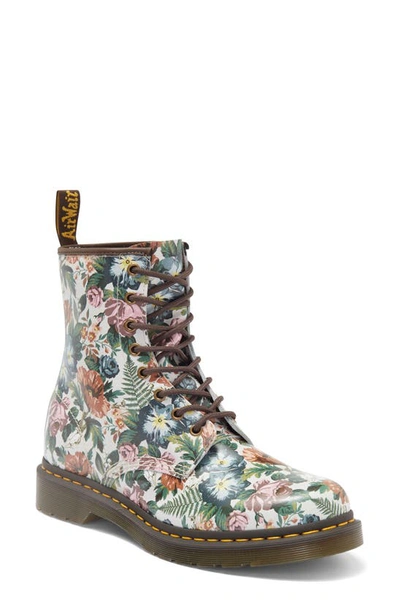 Dr. Martens' 1460 Floral Combat Boot In White