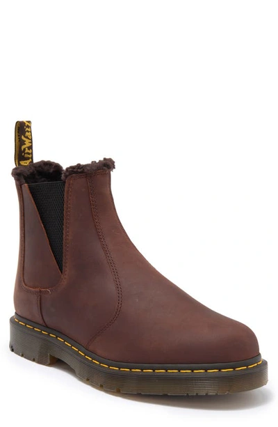 Dr. Martens' 2976 Faux Shearling Chelsea Boot In Chocolate Brown