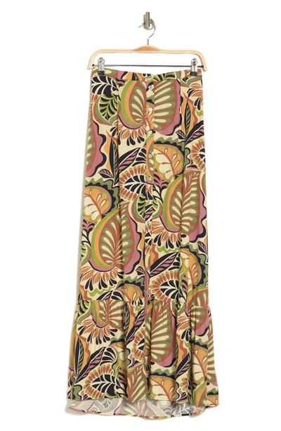 Dr2 By Daniel Rainn Paisley Button Front Maxi Skirt In N708 Sand