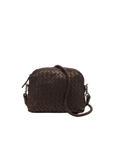 Dragon Diffusion Chunky Fellini Dark Brown Woven Calfskin Leather Clutch In Black