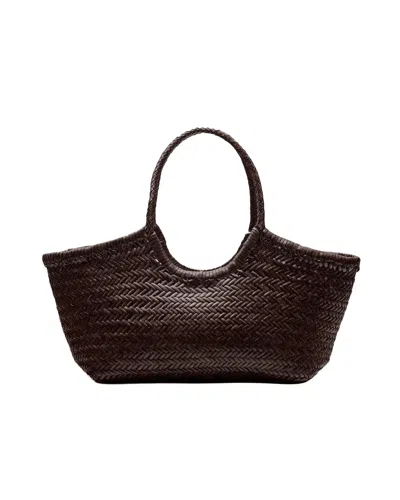 Dragon Diffusion Woven Leather Tote Bag In Dk Brown