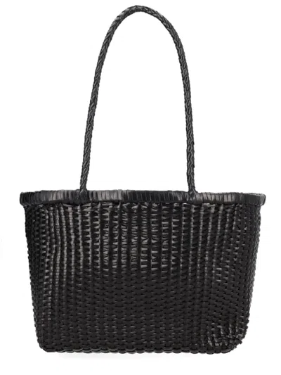Dragon Difussion Black Leather Shoulder Bag