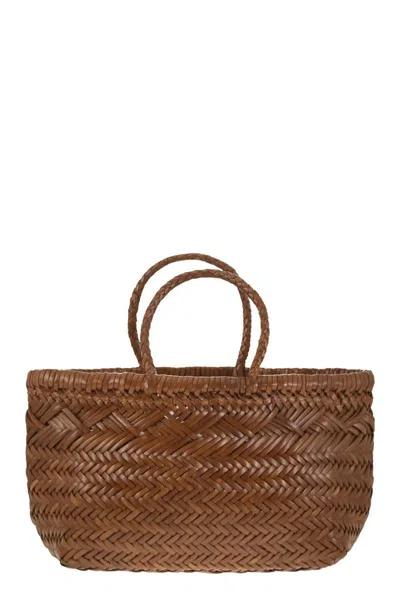 Dragon Triple Jump Small - Woven Leather Bag In Tan