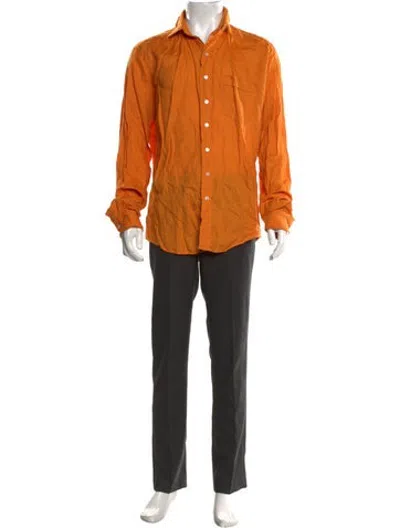 Pre-owned Drake's Long Sleeve Dress Shirt In Orange