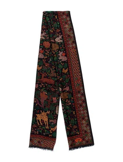 Pre-owned Drake's Silk Floral Print Scarf In Blue