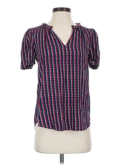 Pre-owned Draper James Short Sleeve Blouse In Blue