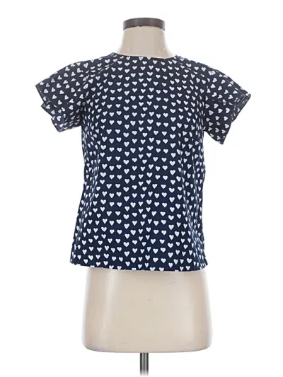 Pre-owned Draper James Short Sleeve Top Blue Stars Pattern Square Neckline Tops