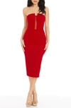 Dress The Population Erica Strapless Cocktail Sheath Dress In Rouge