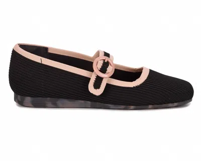 Drew Women's Naomi Mary Jane Flat In Black/taupe Knit In Animal Print