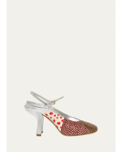 Dries Van Noten 100mm Mixed Printed Leather Pumps In Red