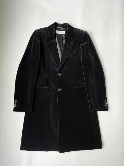 Pre-owned Dries Van Noten A/w 21 Black Velvet Overcoat