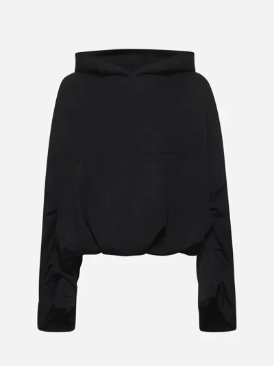 Dries Van Noten Black Cotton Draped Hoodie