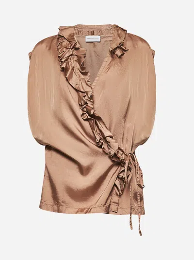Dries Van Noten Brown Viscose Ruffled Blouse