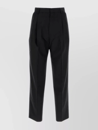 Dries Van Noten Cotton Pleated Cropped Pant In Black