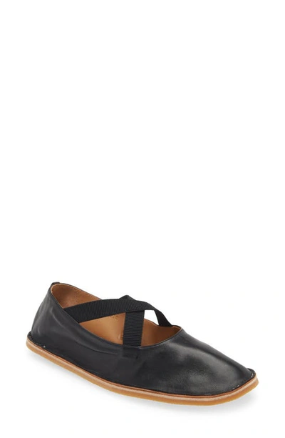 Dries Van Noten Crisscross Strap Ballet Flat In Qu112 Black900