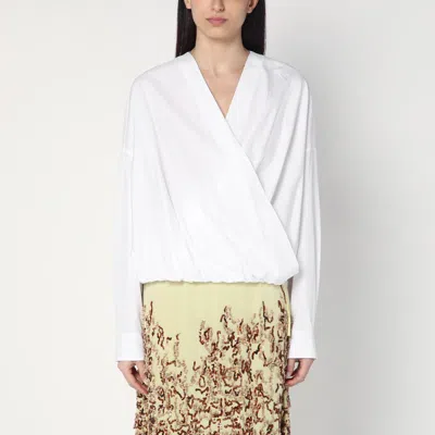 Dries Van Noten Crossed White Shirt In Cotton