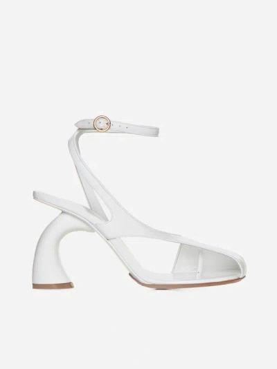 Dries Van Noten Cutout Leather Sandals In White