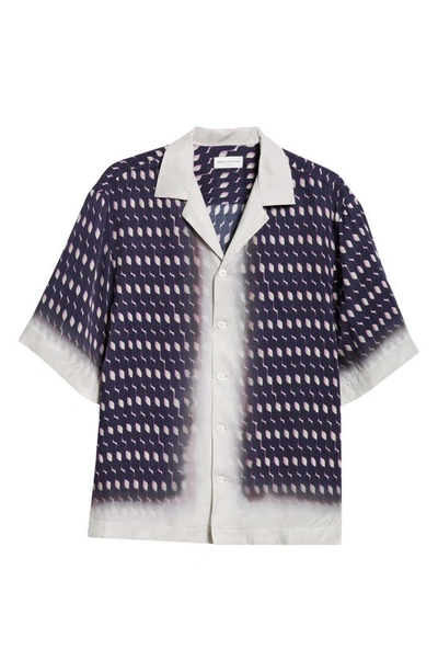 Dries Van Noten Faded Print Camp Shirt In Blue