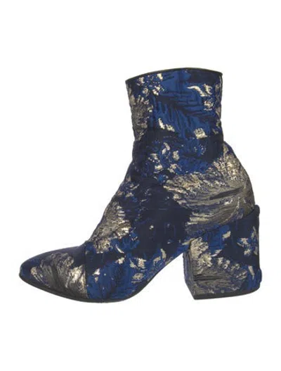 Pre-owned Dries Van Noten Floral Print Boots In Blue