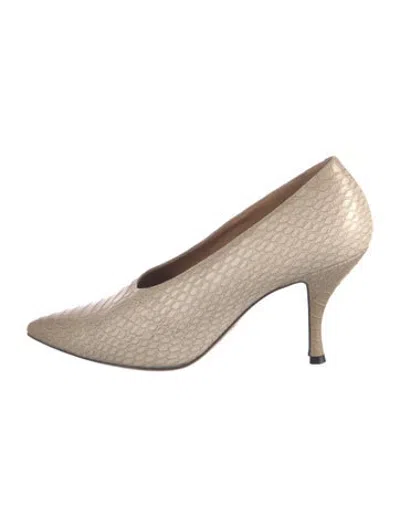 Pre-owned Dries Van Noten Leather Animal Print Pumps In Neutrals