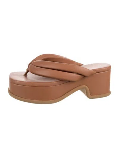 Pre-owned Dries Van Noten Leather Flip Flops In Brown