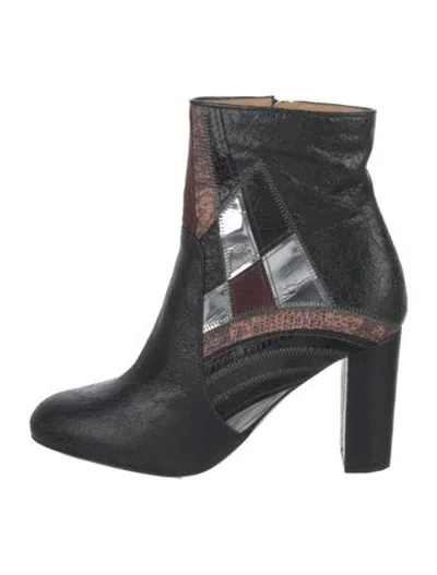 Pre-owned Dries Van Noten Leather Patterned Boots In Black