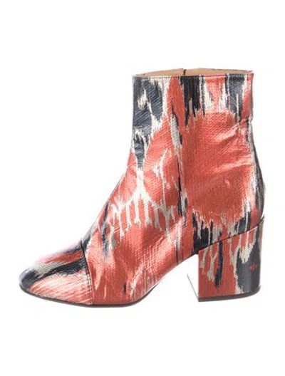 Pre-owned Dries Van Noten Leather Patterned Boots In Metallic/red