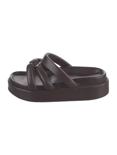 Pre-owned Dries Van Noten Leather Slides In Burgundy