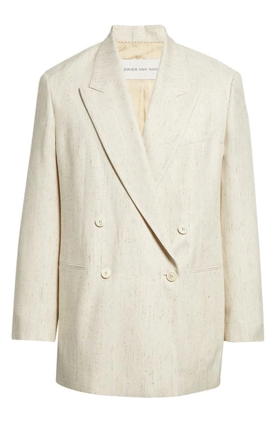 Dries Van Noten Loose Fit Double Breasted Blazer In Ecru 5