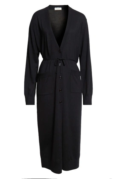 Dries Van Noten Loose Fit Merino Wool Long Cardigan In Black 900