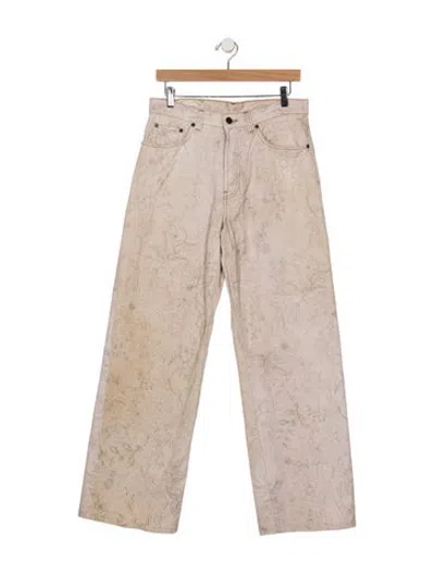 Pre-owned Dries Van Noten Mid-rise Wide Leg Jeans In Neutrals