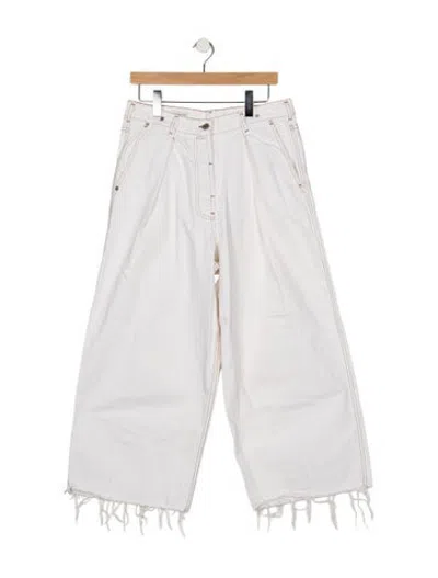 Pre-owned Dries Van Noten Mid-rise Wide Leg Jeans In White