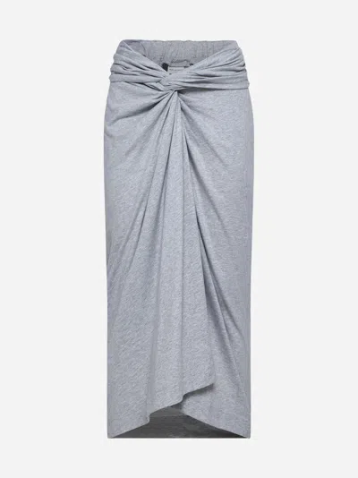 Dries Van Noten Sarong-style Cotton Skirt In Grey Melange