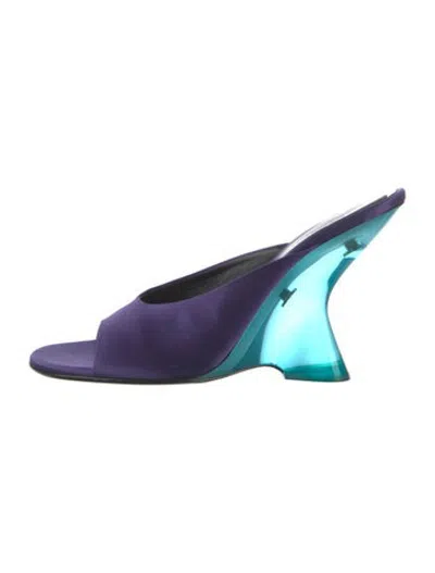 Pre-owned Dries Van Noten Satin Slides In Blue/purple