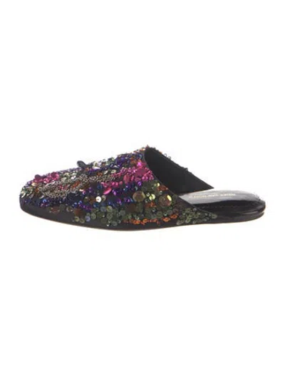 Pre-owned Dries Van Noten Sequins Patterned Mules In Blue