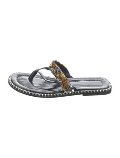 Pre-owned Dries Van Noten Sequins Sequin Embellishments Flip Flops In Silver