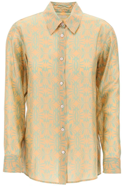 Dries Van Noten Silk Clavel Shirt In Orange